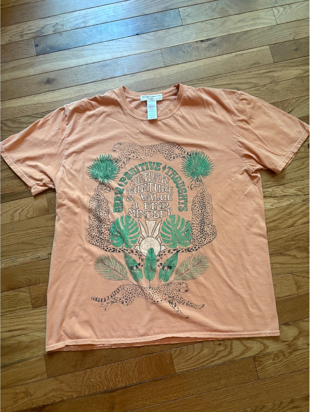 Project Social T Urban Outfitters Peach Graphic T-Shirt with Positive Thoughts